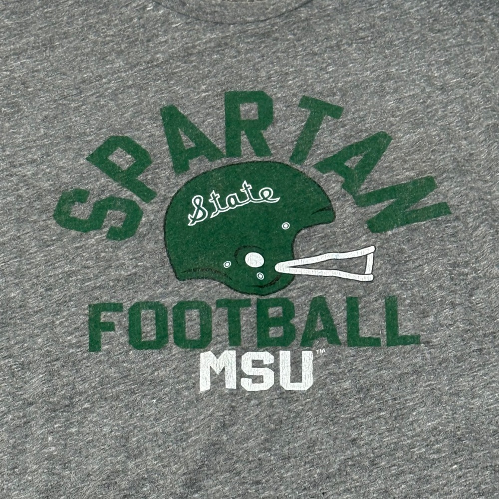 MSU Spartans Football Retro Brand Graphic T Shirt Medium Distressed Made In USA